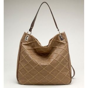 Tosca Quilted Stitched Handbag Mocha Hobo Bag